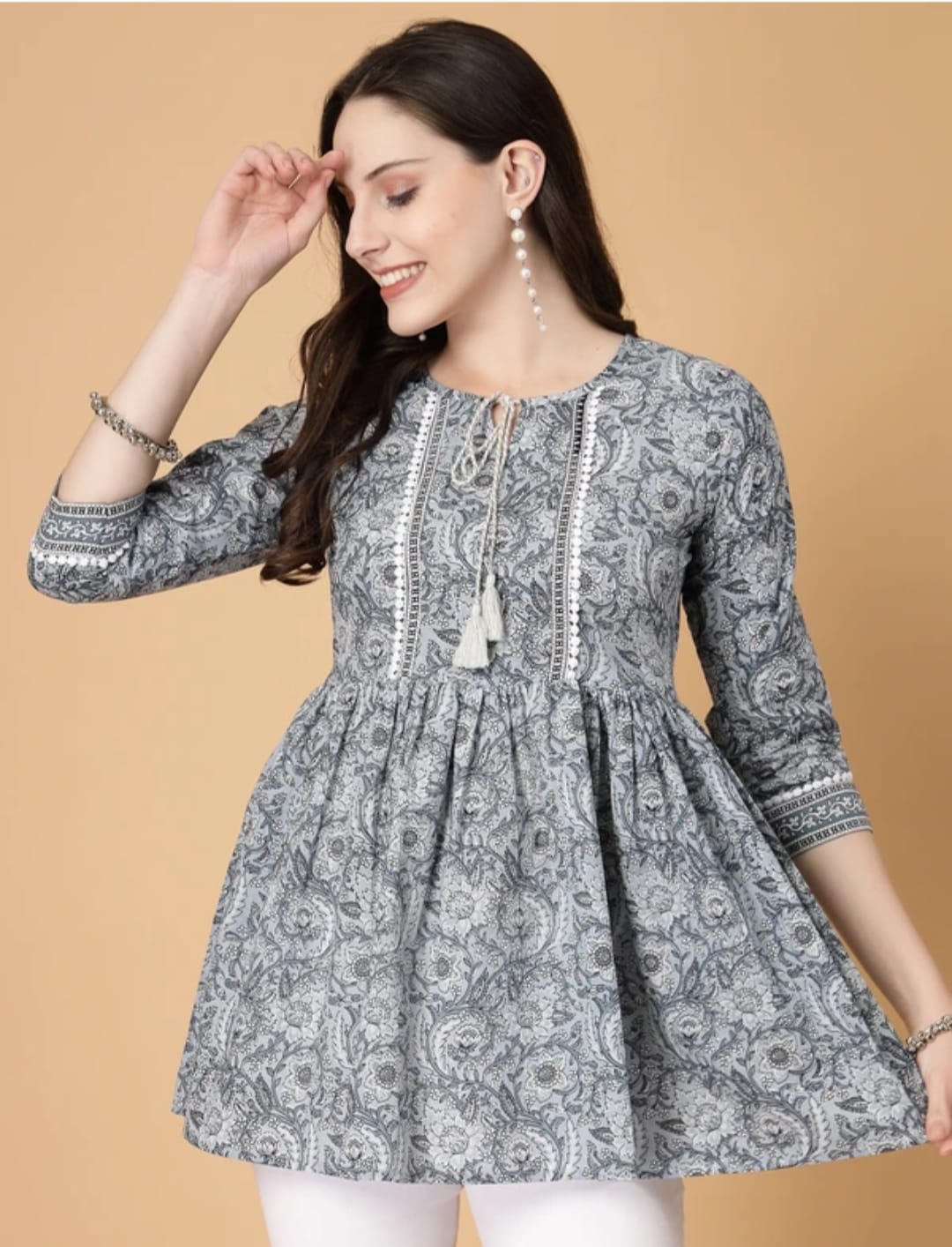 Women’s Printed Rayon Short Tops with Flared Fit