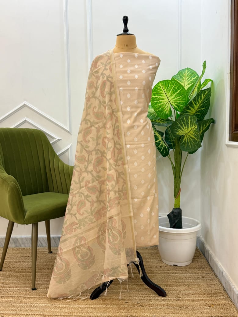Banarasi Chanderi Dupion Suit Set with Tie-Dye Dupatta