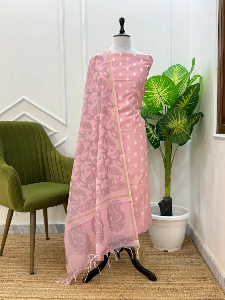 Banarasi Chanderi Dupion Suit Set with Tie-Dye Dupatta