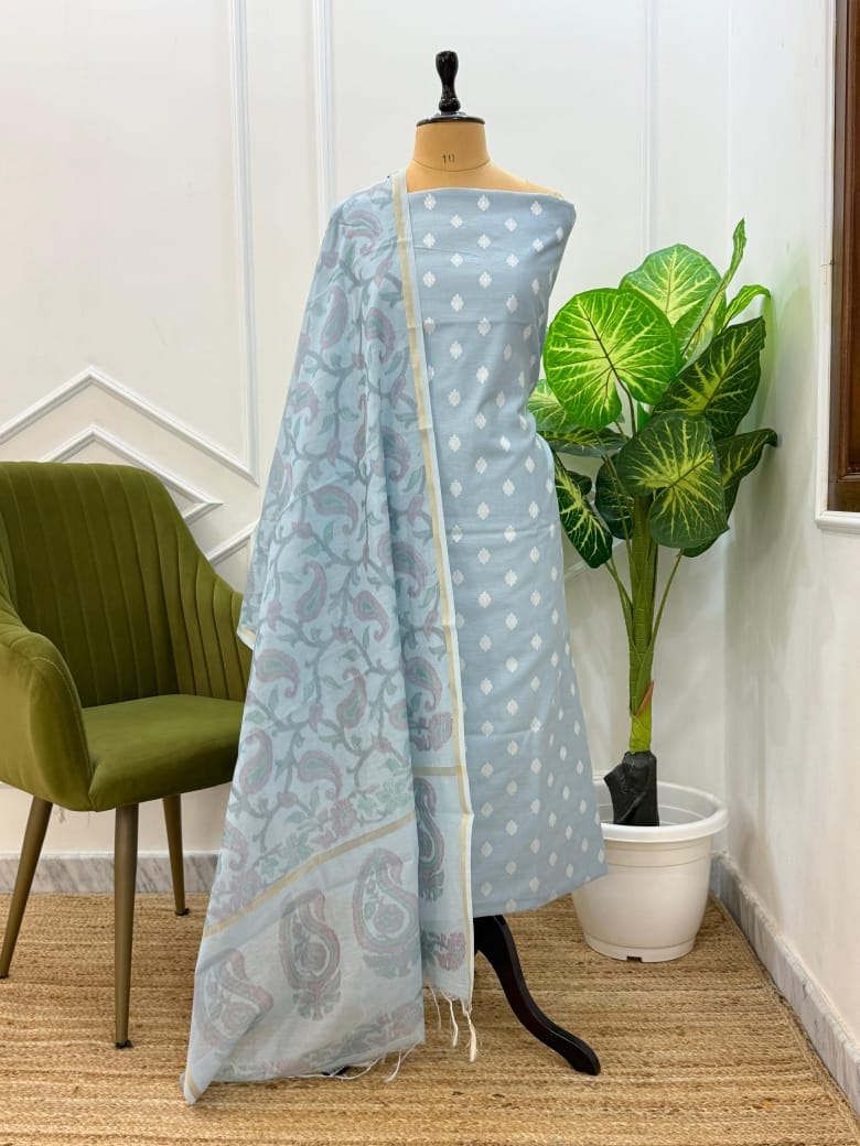 Banarasi Chanderi Dupion Suit Set with Tie-Dye Dupatta