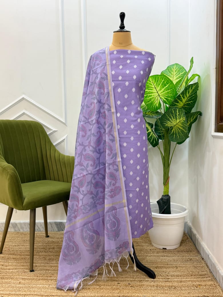 Banarasi Chanderi Dupion Suit Set with Tie-Dye Dupatta