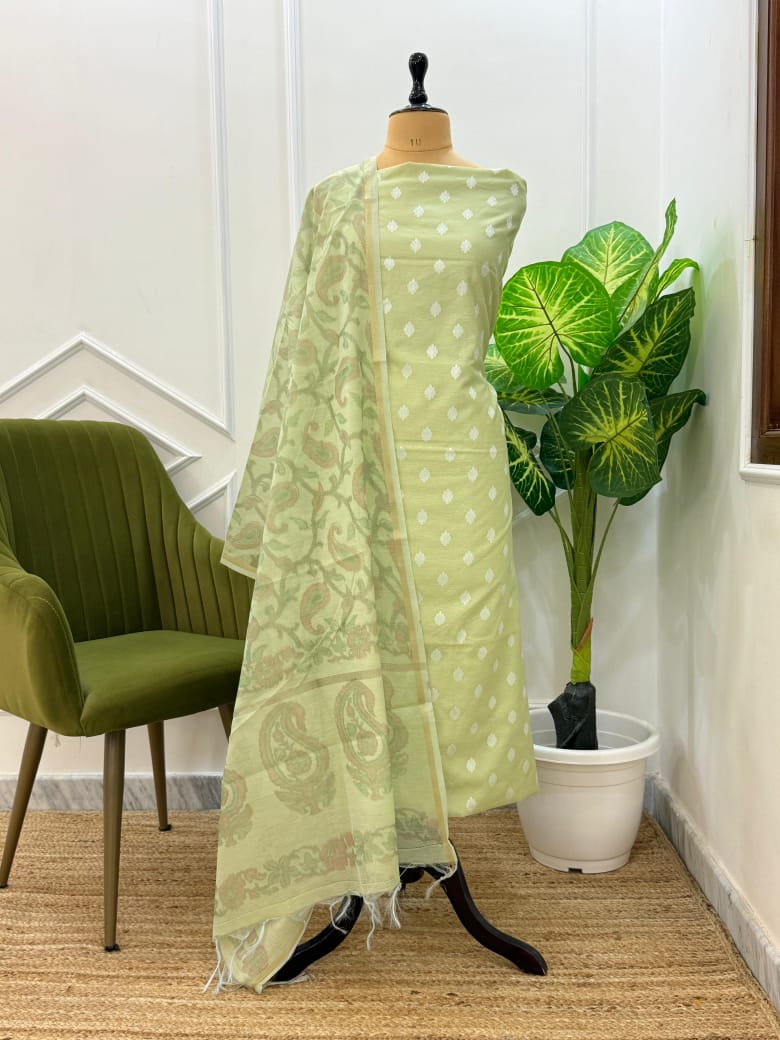 Banarasi Chanderi Dupion Suit Set with Tie-Dye Dupatta