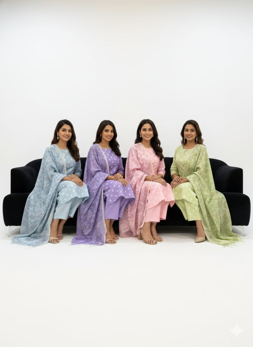 Banarasi Chanderi Dupion Suit Set with Tie-Dye Dupatta