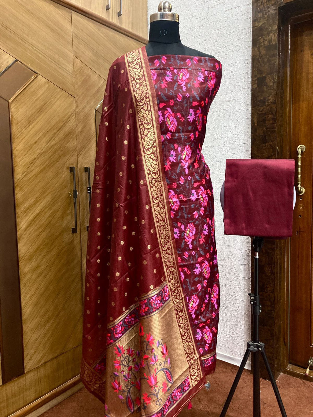 Jamdani Cotton Unstitched Suit Set with Jamdani Dupatta