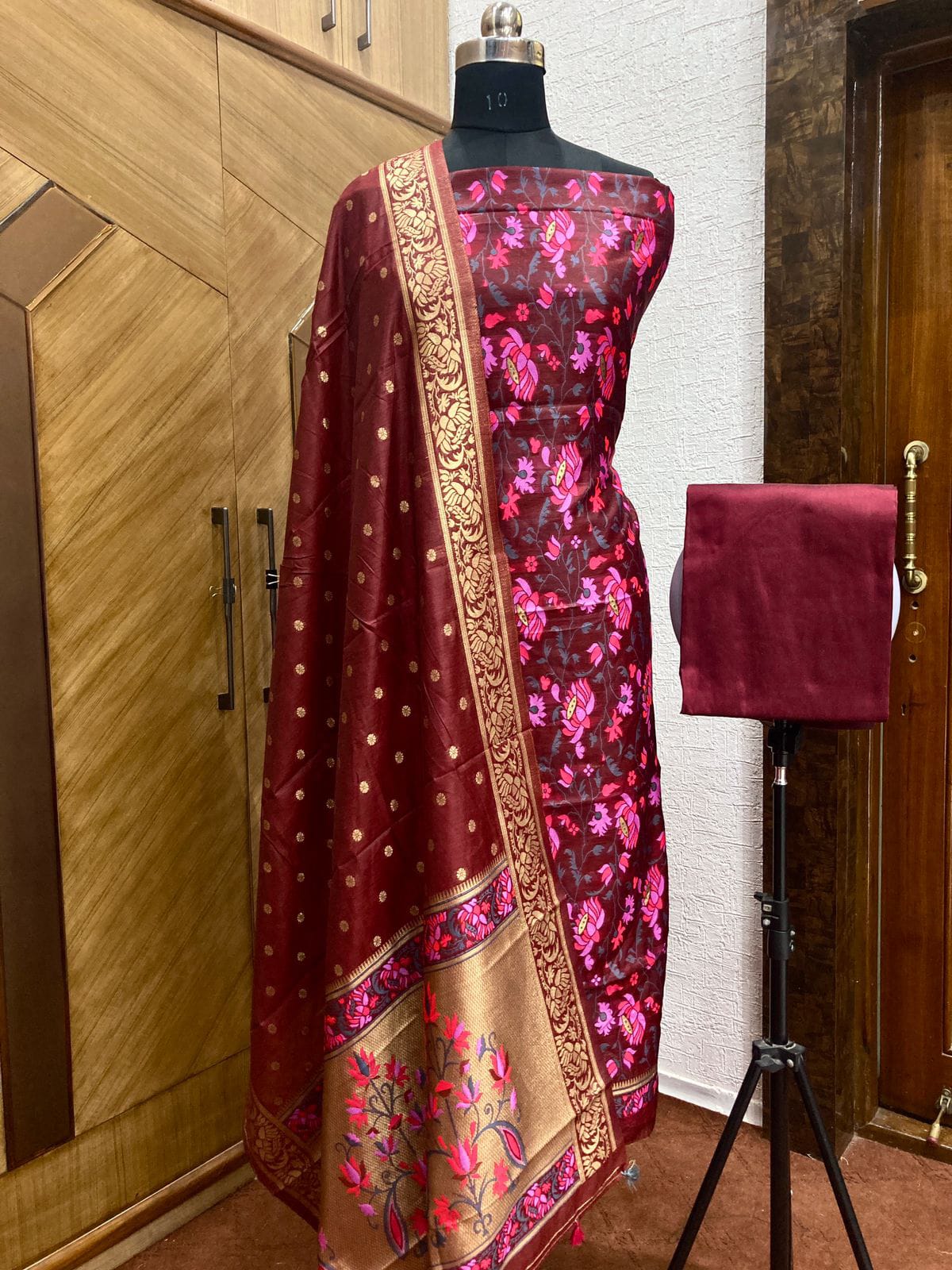 Jamdani Cotton Unstitched Suit Set with Jamdani Dupatta
