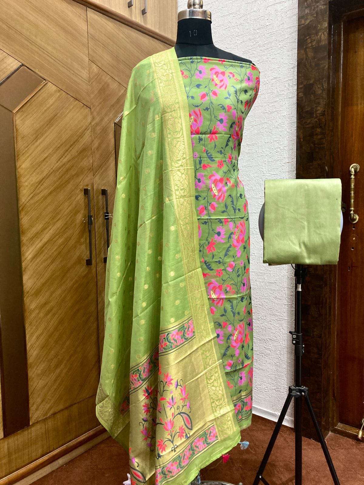 Jamdani Cotton Unstitched Suit Set with Jamdani Dupatta