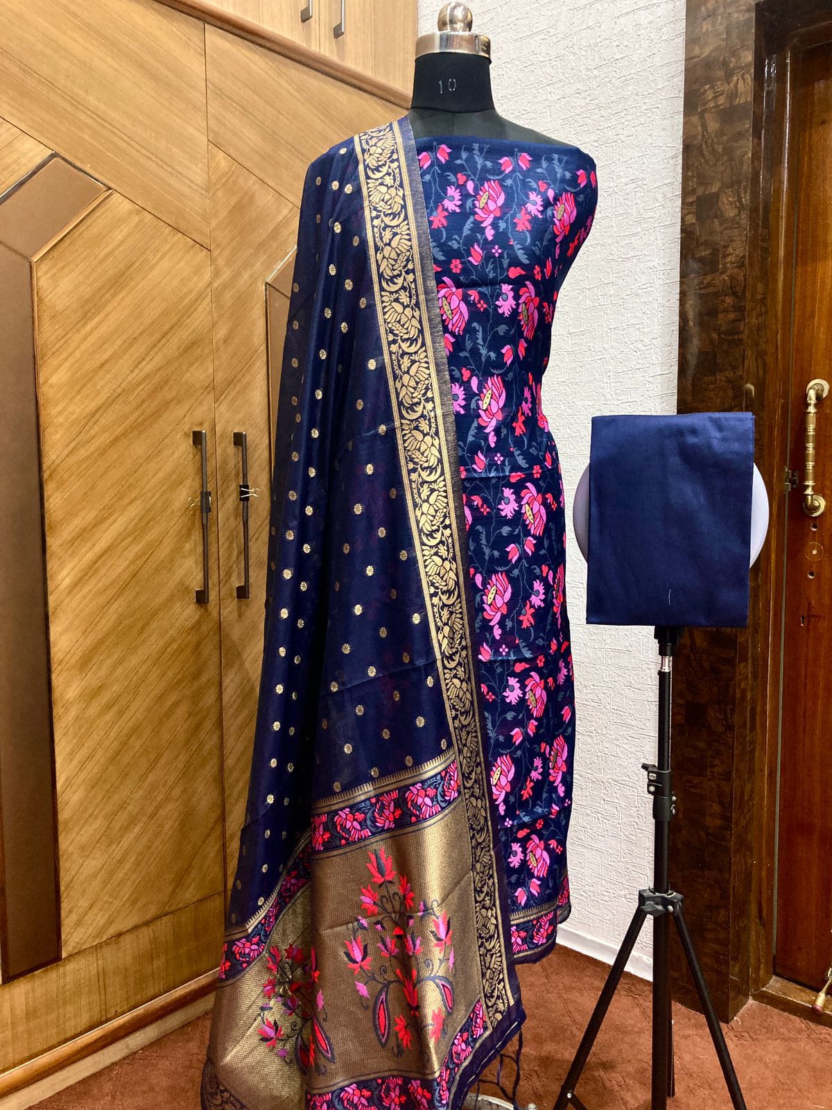 Jamdani Cotton Unstitched Suit Set with Jamdani Dupatta