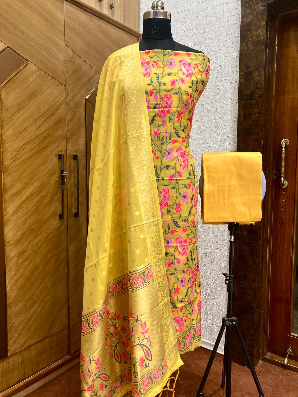 Jamdani Cotton Unstitched Suit Set with Jamdani Dupatta