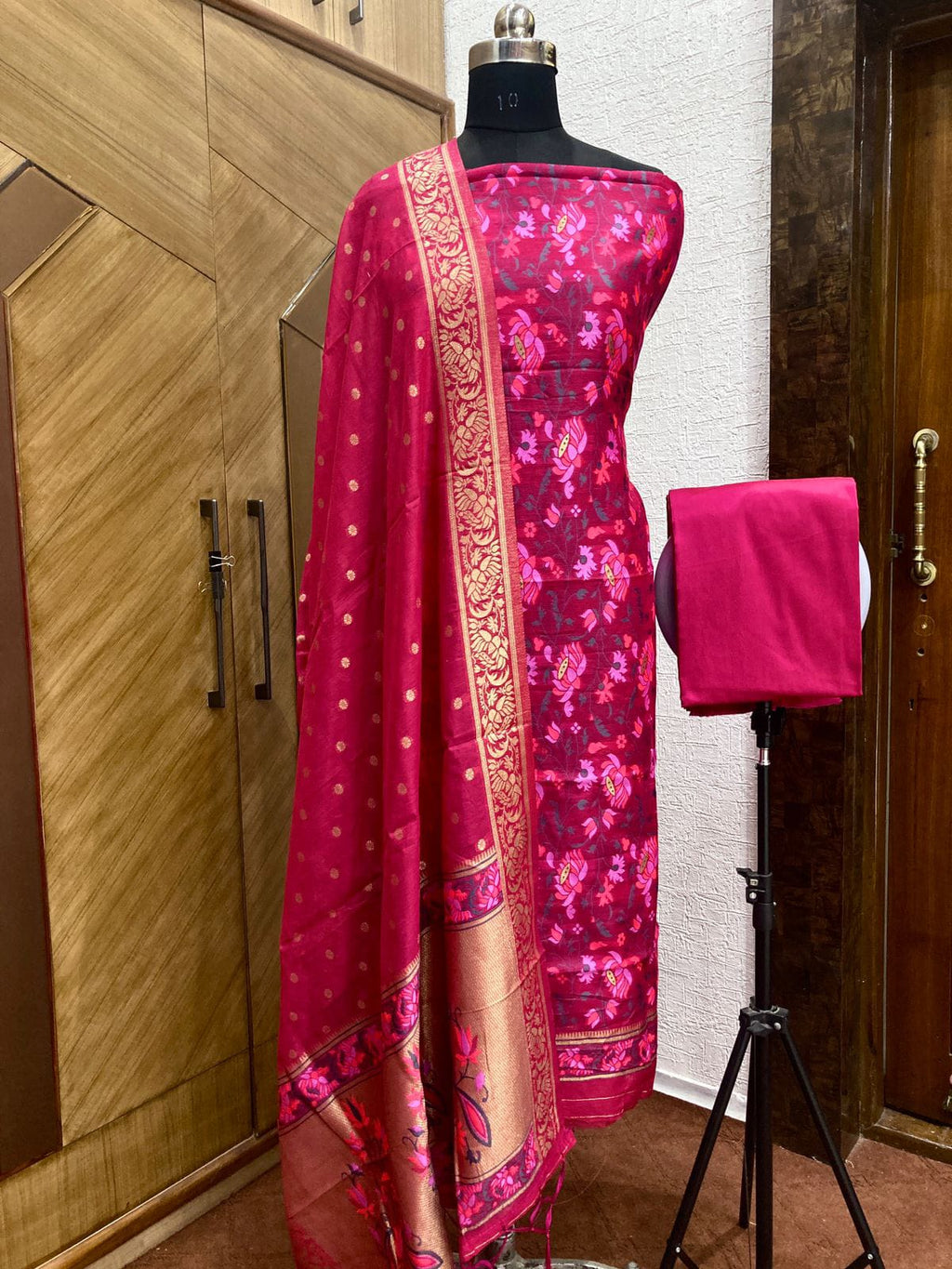 Jamdani Cotton Unstitched Suit Set with Jamdani Dupatta