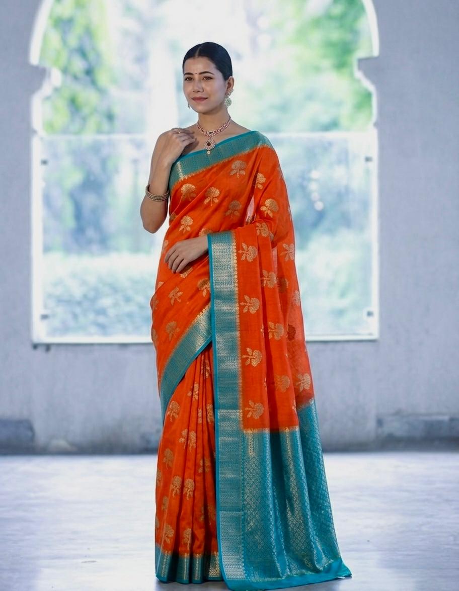 Exquisite Dual-Tone Banarasi Katan Silk Saree