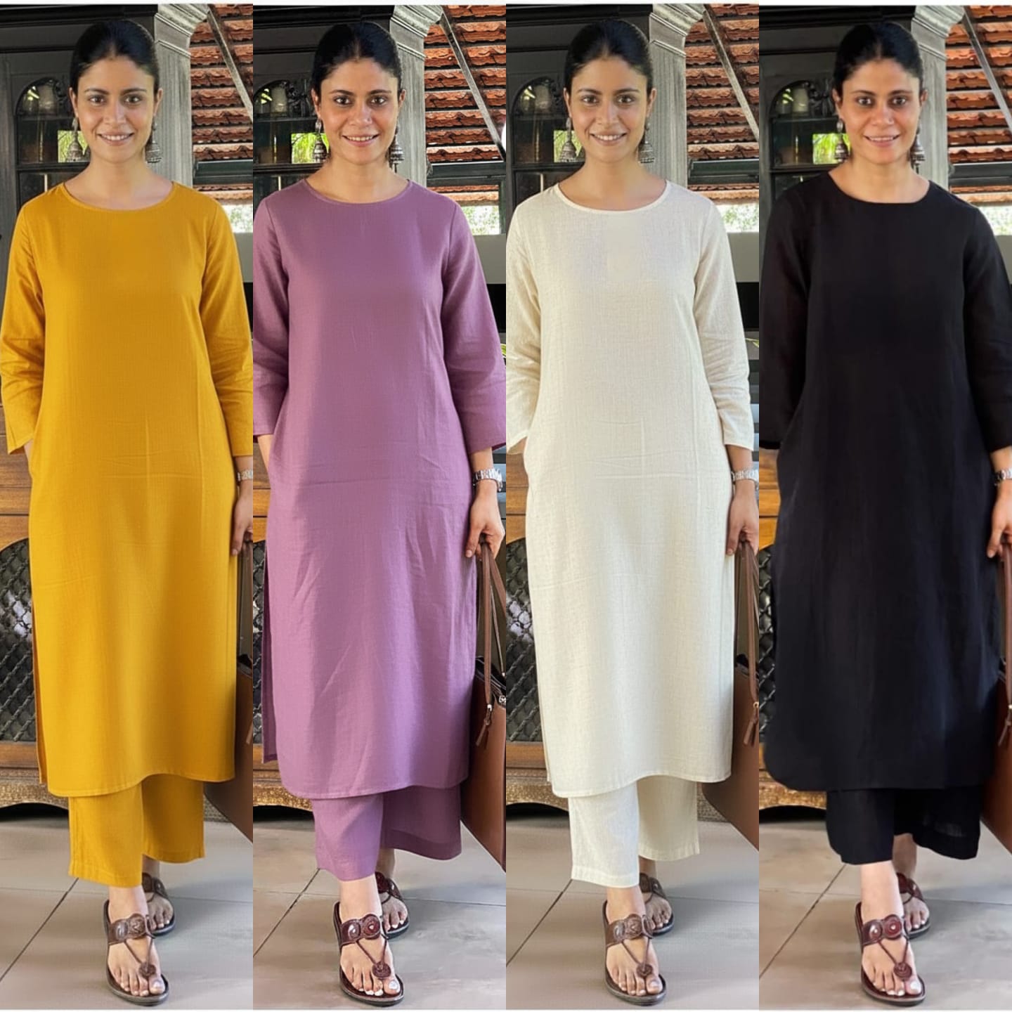 Solid Cotton Slub Kurta Pant Set for Women – Festive & Everyday Wear