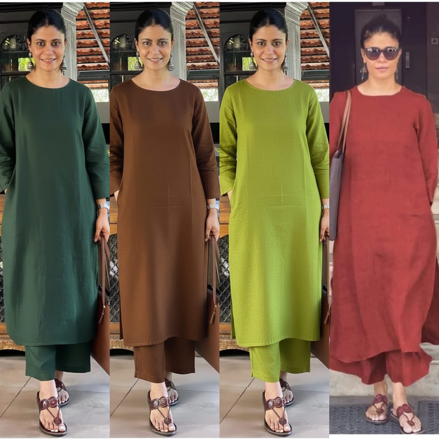 Solid Cotton Slub Kurta Pant Set for Women – Festive & Everyday Wear