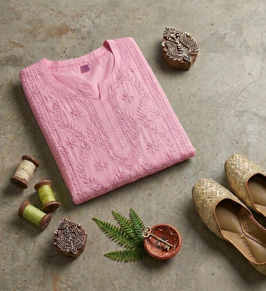 Premium Crepe Tone-on-Tone Chikankari Kurti