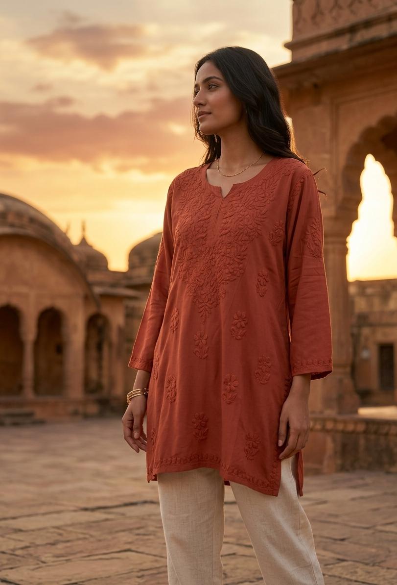 NAZAKAT NOOR – Lucknowi Handwork Chikankari Short Top