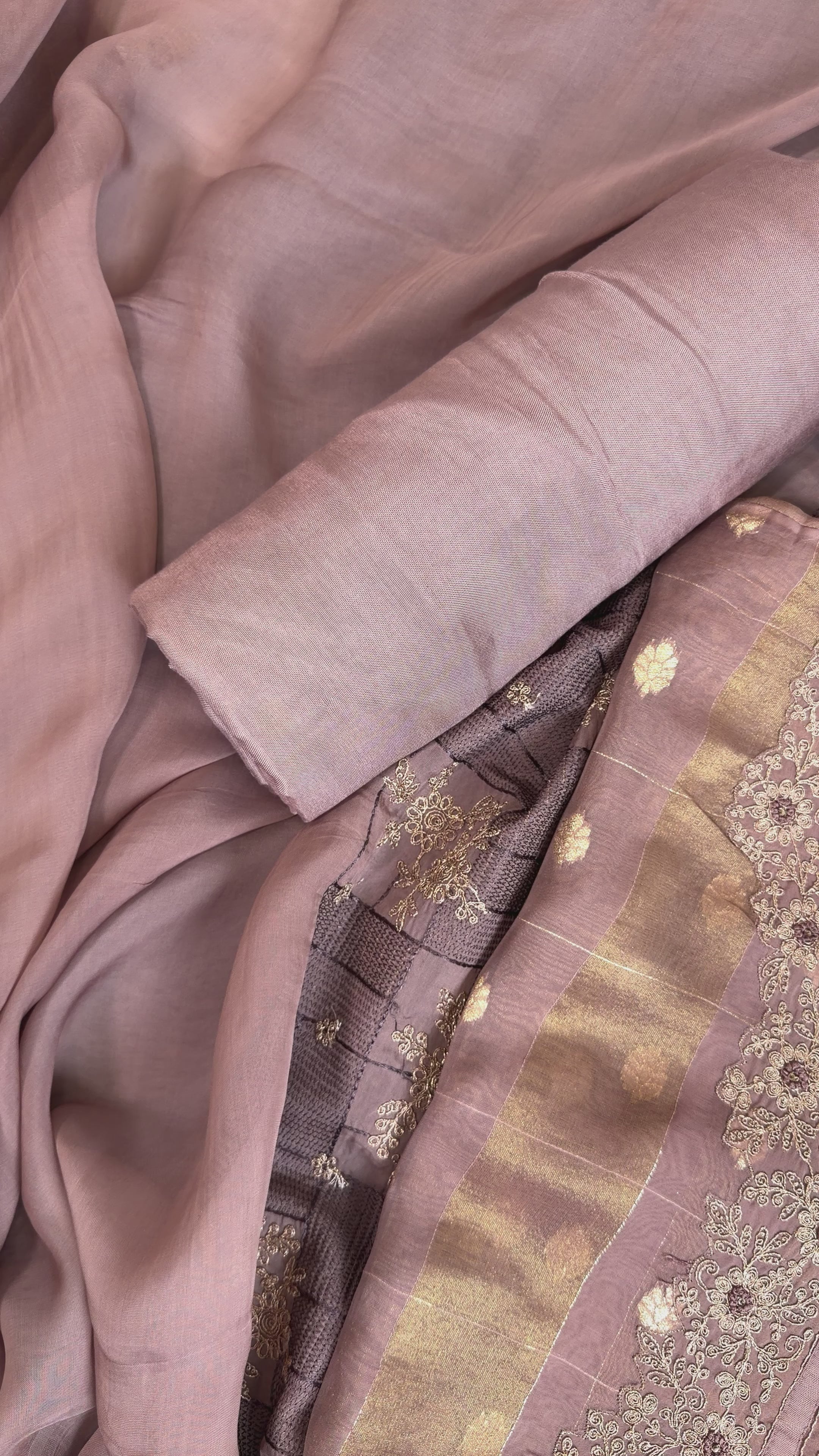 Luxurious Banarasi Tissue Suit with Dorri and Knots Work